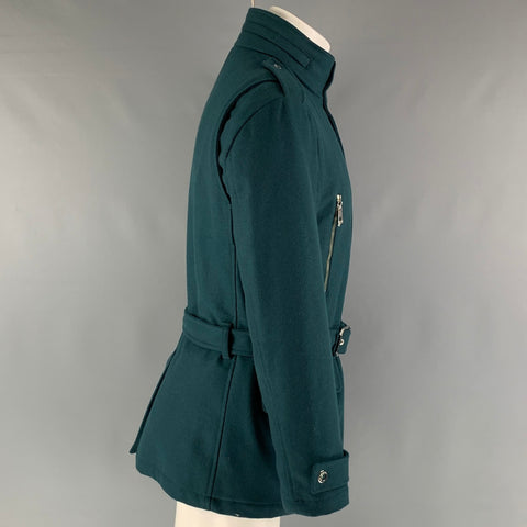VERSACE COLLECTION Size 38 Green Wool Blend Belted Jacket