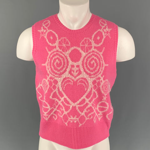 LOVERBOY de CHARLES JEFFREY Talla M Chaleco de lana merino con corazones blancos y rosas
