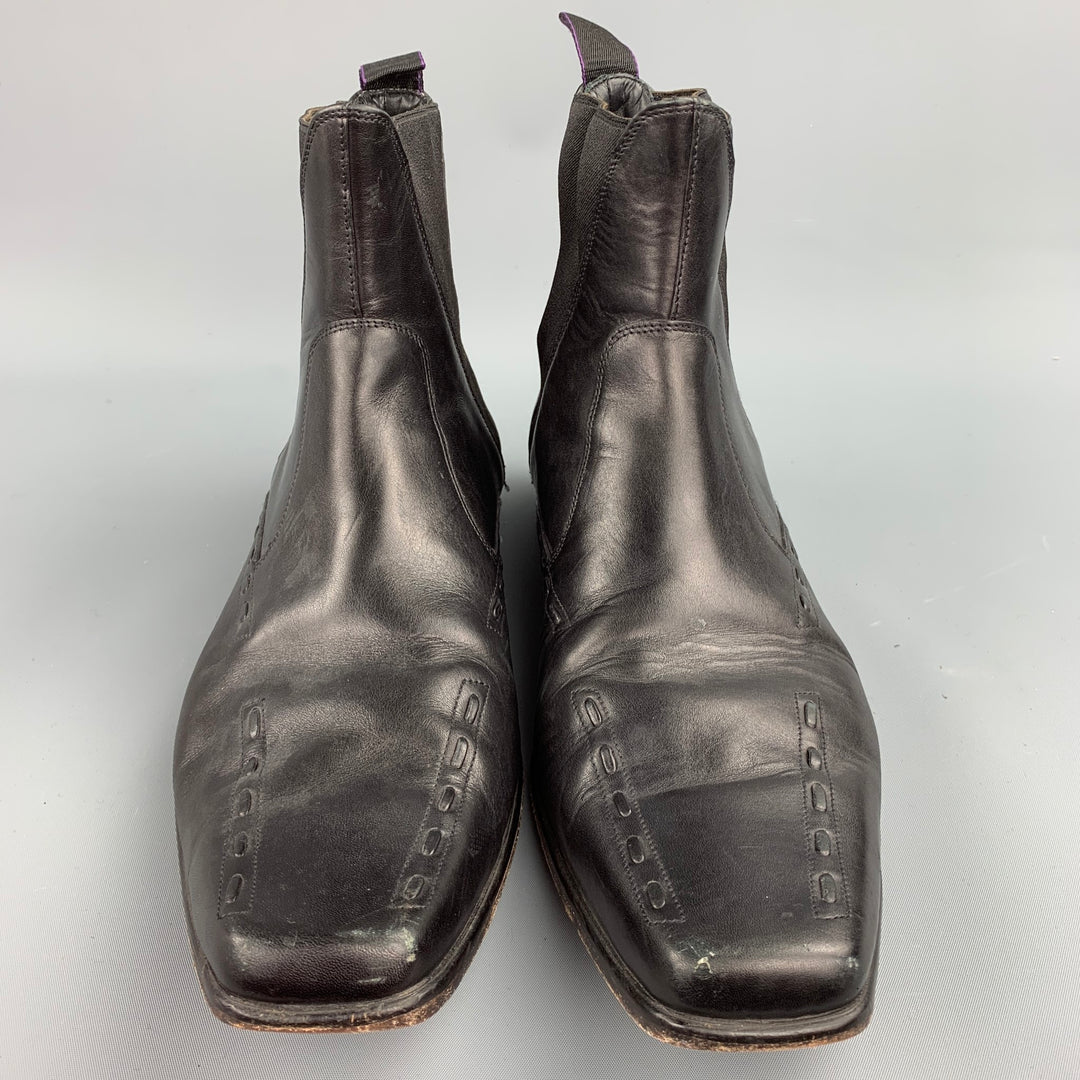 PAUL SMITH Size 9 Black Leather Hand Crafted Chelsea Boots
