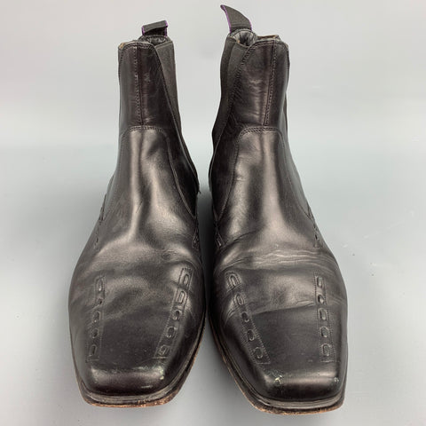 PAUL SMITH Taille 9 Bottes Chelsea en cuir noir fabriquées à la main