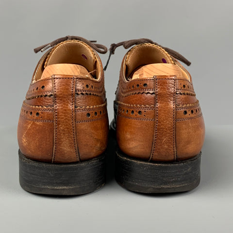 CHURCH'S Size 10.5 Tan Leather Wingtip Lace Up Shoes