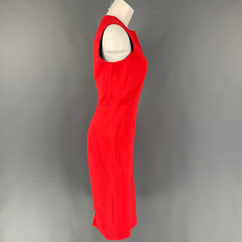 VICTORIA BECKHAM Size L Red Cotton Blend Sheath Dress
