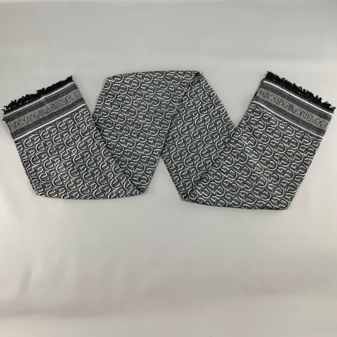 EMPORIO ARMANI Grey Navy Logo Viscose Blend Scarf