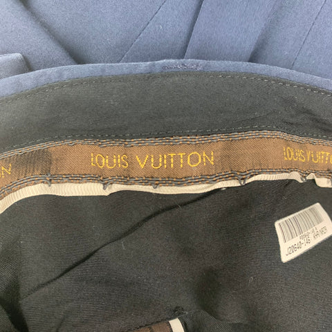 LOUIS VUITTON FW 2016 Size 34 Navy Blue Cotton Flat Front Dress Pants