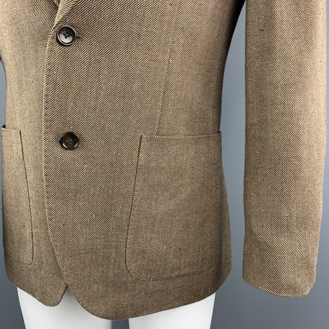 J CREW 38 Regular Brown Diagonal Stripe Cotton Blend Sport Coat