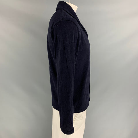 SUNSPEL Taille L Cardigan col châle en laine tricotée marine