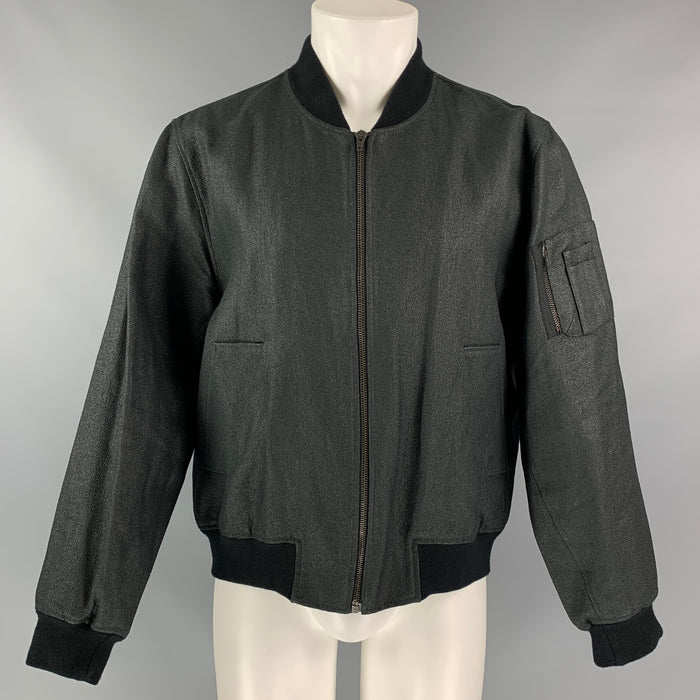 RAF SIMONS Printemps 2009 Taille 38 Veste bomber en polyester texturé charbon de bois
