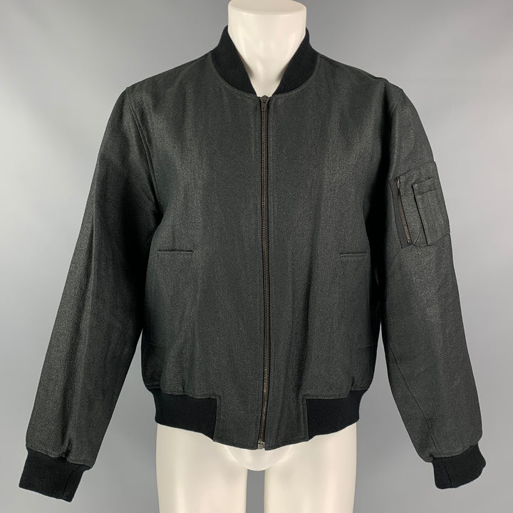 RAF SIMONS Spring 2009 Size 38 Charcoal Textured Polyester Bomber Jacket