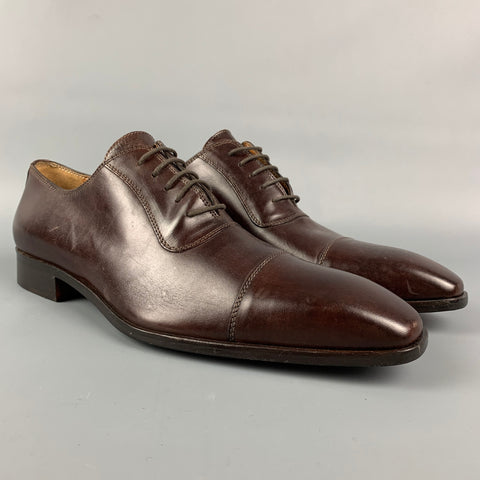 SAKS FIFTH AVENUE Taille 10,5 Chaussures à lacets en cuir marron à bout droit