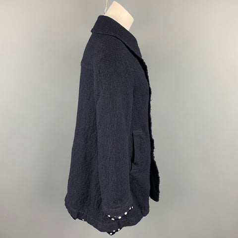 COMME des GARCONS TRICOT Taille S Manteau Double Boutonnage en Laine Marine