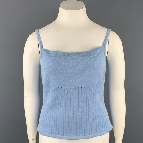 ST. JOHN Taille L Blouse Camisole Tricotée Bleue