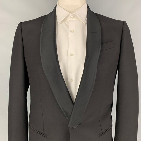 BALLY Size 42 Black Wool Silk Shawl Collar Sport Coat