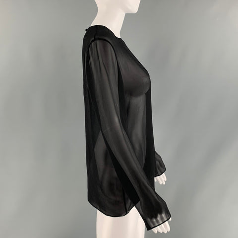 FLEUR DU MAL Size M Black Sheer Crew-Neck Dress Top