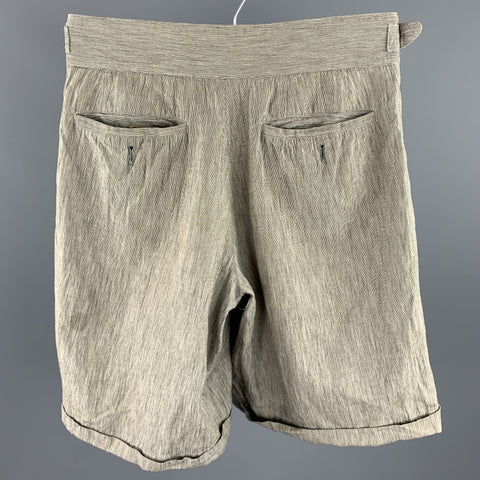 Vintage ISSEY MIYAKE Size S Taupe Heather Cotton / Linen Side Tabs Shorts