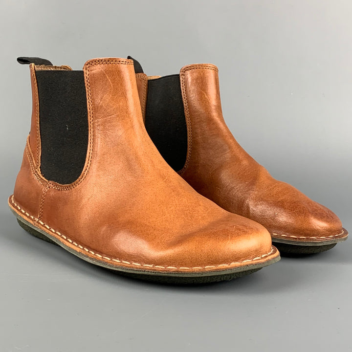 VIBA Botas Chelsea planas de cuero color canela talla 8