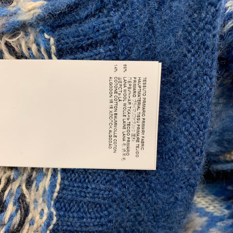 MAISON MARGIELA SS 22 by John Galliano Size L Blue White Wool Cotton Fair Isle Sweater