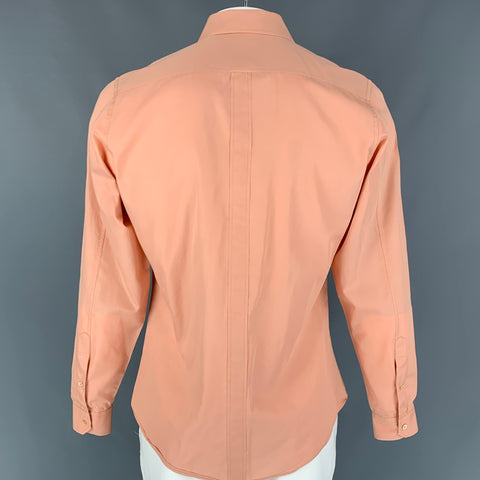 GUCCI Size L Salmon Cotton Silk Button Down Long Sleeve Shirt