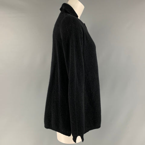 JARBO Size S Black Wool Blend Solid Hidden Snaps Cardigan