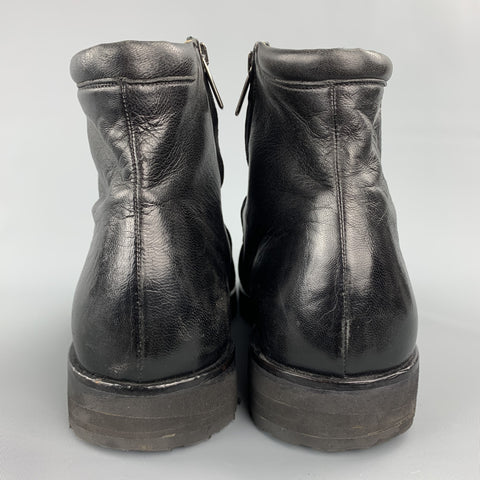 TARYN ROSE Size 12 Black Leather Side Zipper Ankle Boots