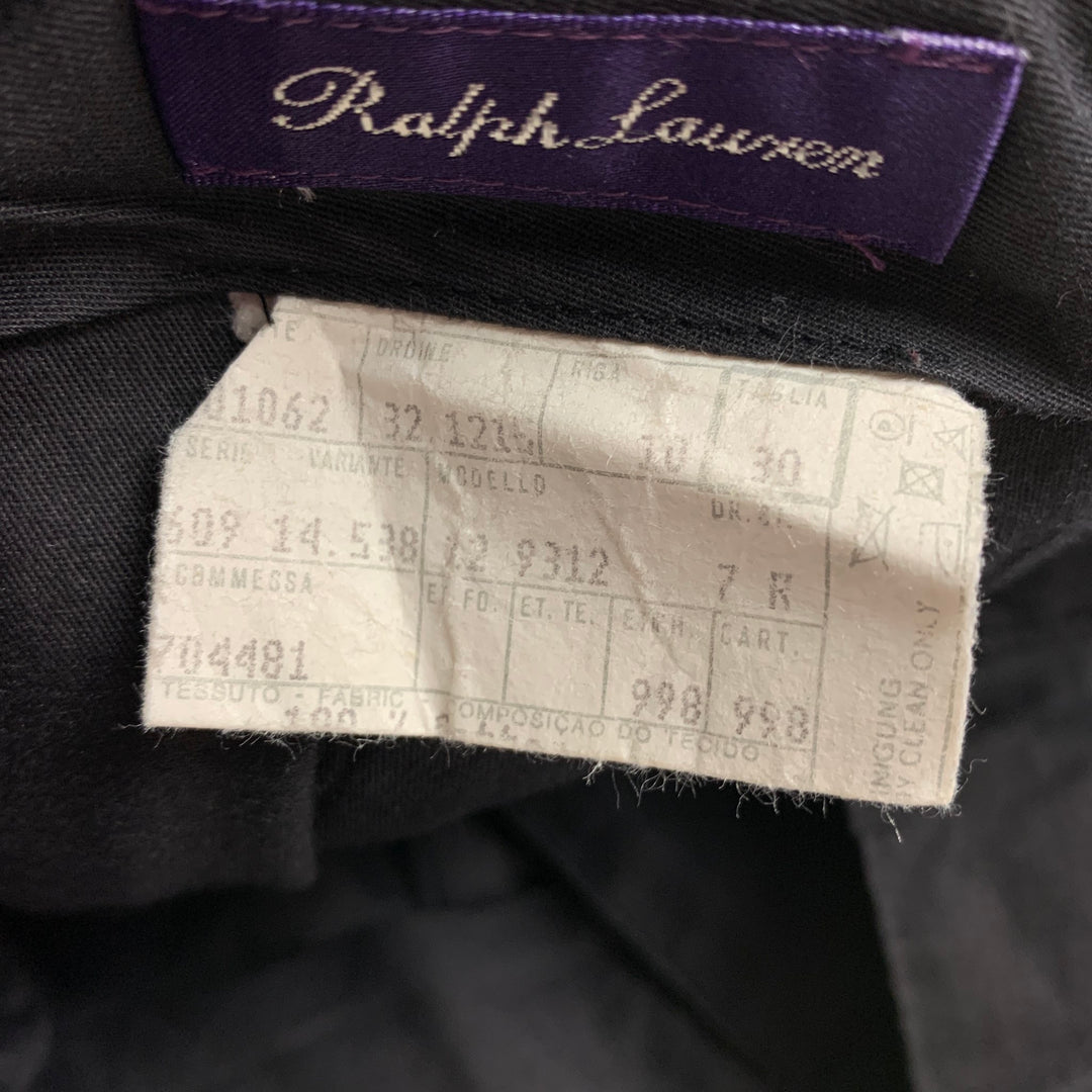 RALPH LAUREN Purple Label Size 30 Black Velvet Flat Front Dress Pants