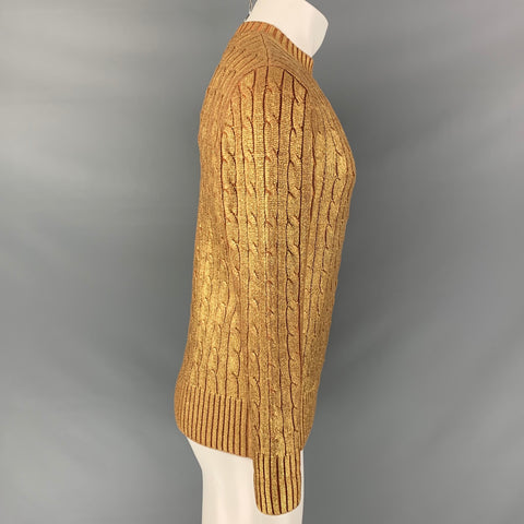 SIES MARJAN Size XS Gold Cable Knit Merino Wool Crew-Neck Sweater