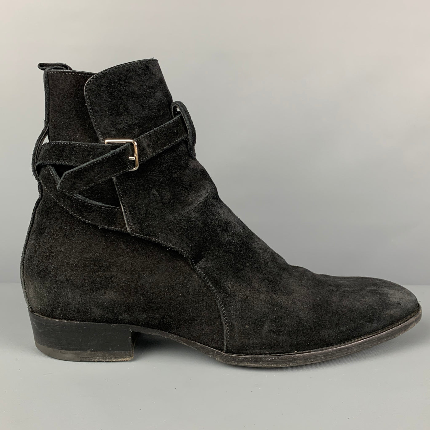 SAINT LAURENT Size 10 Black Leather Belted Wyatt 30 Jodhpur Boots
