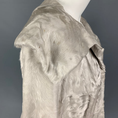 ZANDRA RHODES Size S Light Gray Lamb Shearling Hook & Eye Coat