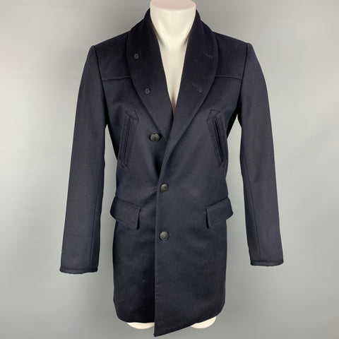 RAG &amp; BONE Abrigo con cuello chal de lana azul marino talla S