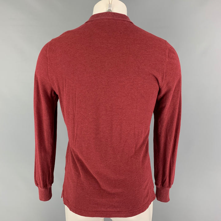 BRUNELLO CUCINELLI Size S Red Cotton Long Sleeve Polo