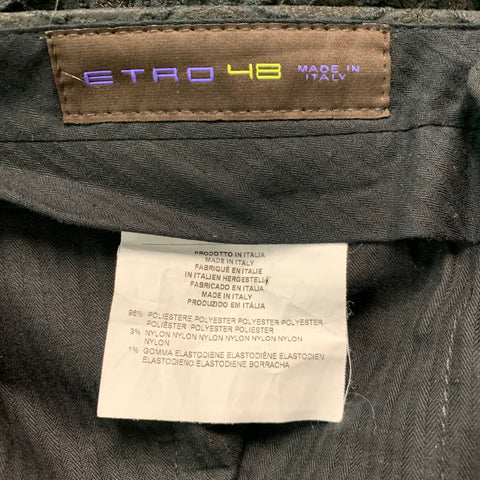 ETRO Size 33 Black Jacquard Polyester Blend Zip Fly Dress Pants