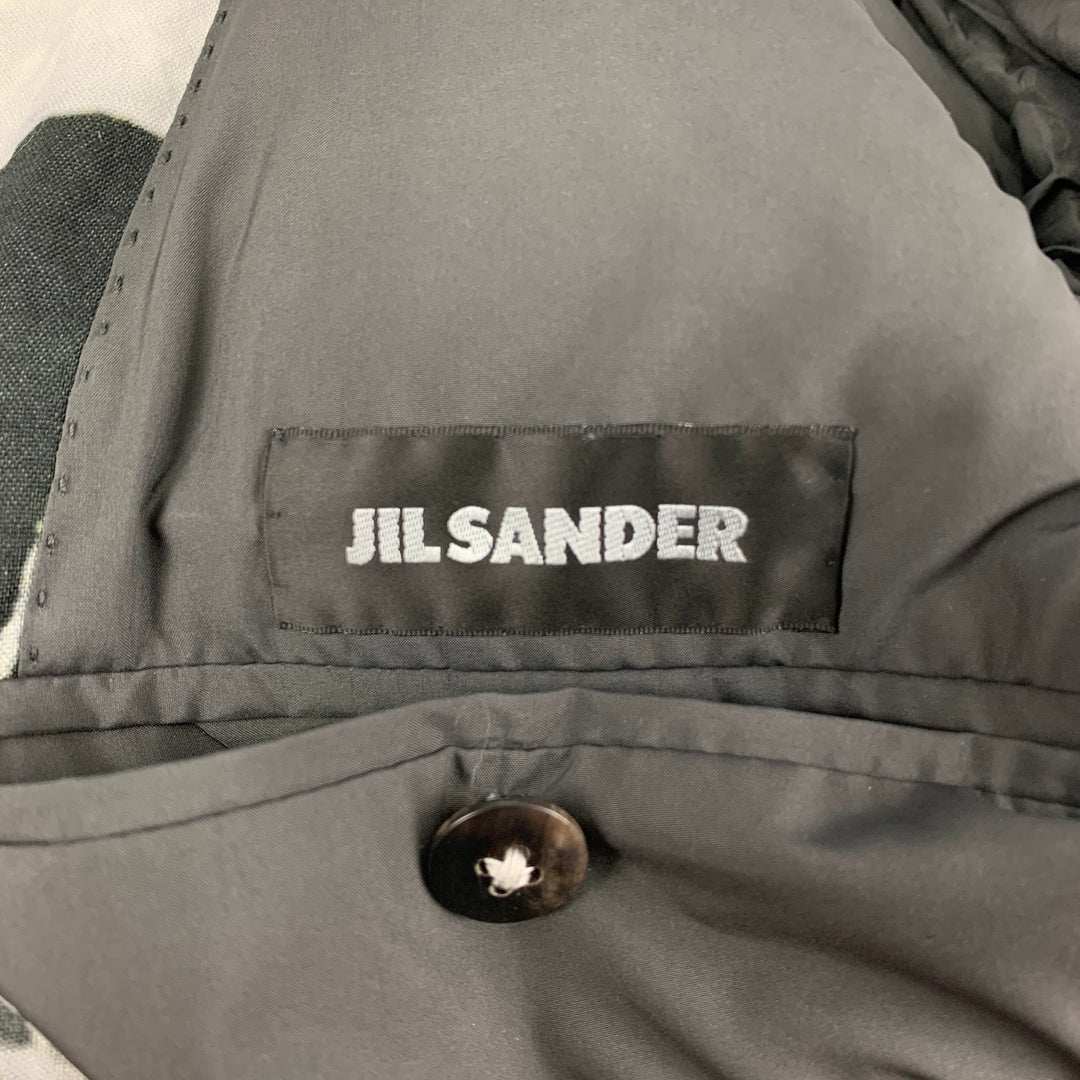 JIL SANDER par RAF SIMONS Automne 2008 Sze 44 Noir Blanc Marbre Poliammide Notch Lapel Sport Coat