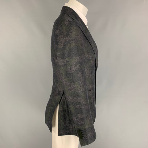 PINOLERARIO Taille 38 Manteau de sport à revers cranté en lin et coton anthracite