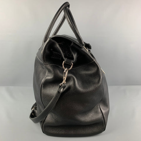 GUIDO Sac de voyage en cuir noir à surpiqûres contrastées taille L