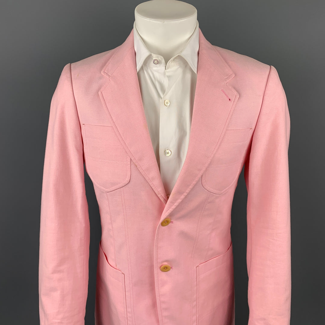 PAUL SMITH Taille 38 Manteau de sport à revers cranté en laine rose