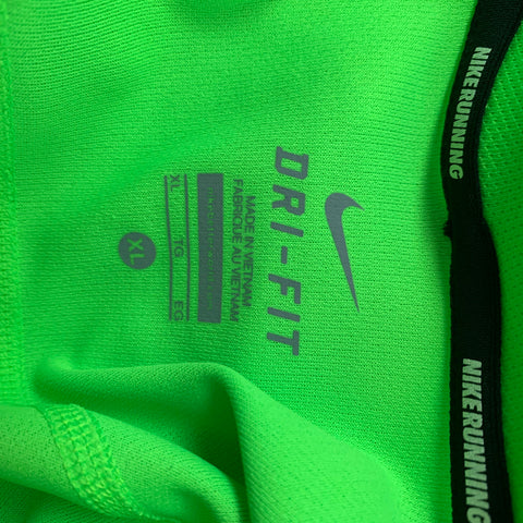 Camiseta NIKE Dri-Fit con cuello redondo y poliéster verde talla XL