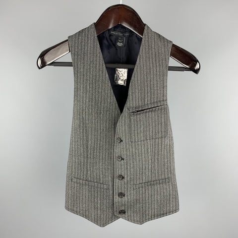 MARC by MARC JACOBS Size S Gray Stripe Wool Buttoned Vest (Indoor)