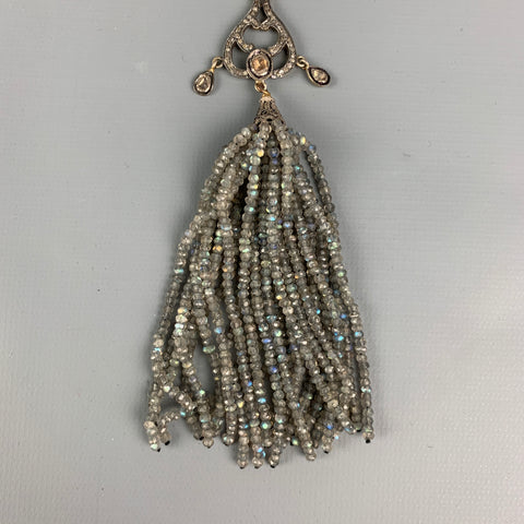 JILL ALBERTS Grey Beaded Labradorite Tassel Necklace