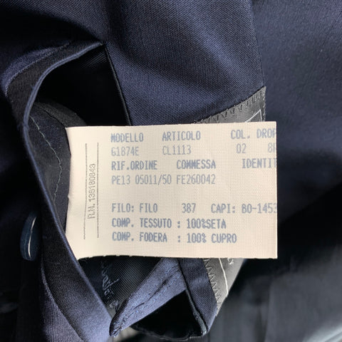 SALVATORE FERRAGAMO Size 38 Regular Navy Silk Shawl Lapel Sport Coat