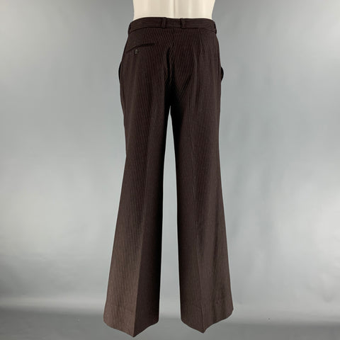 YVES SAINT LAURENT Chest Size 40 Brown White Pinstripe Single breasted 32 Suit