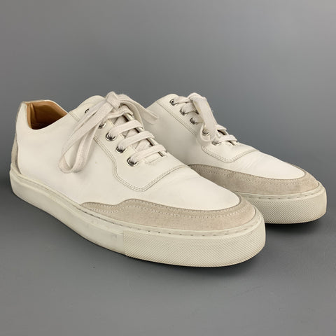 HARRYS OF LONDON Taille 7 Baskets en cuir blanc avec bordure en daim