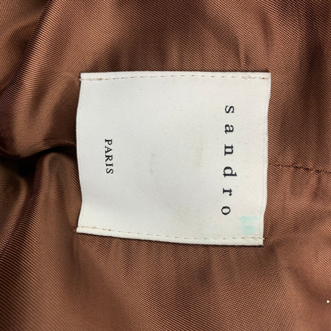 SANDRO Size L Brown Wool Blend Notch Lapel Coat