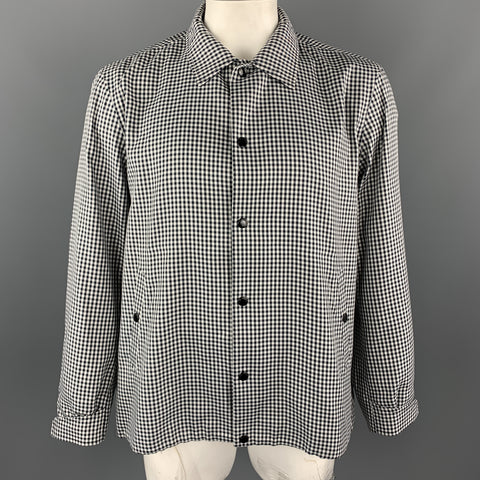 RAG & BONE Size XL Black & White Checkered Polyester Snaps Jacket
