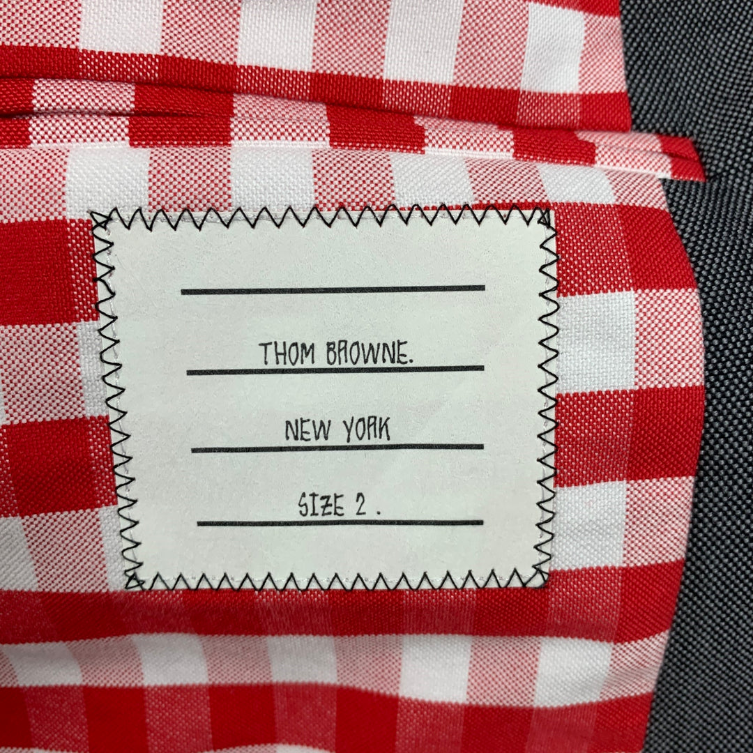 THOM BROWNE Taille 38 Manteau de sport à revers cranté en laine mélangée à carreaux rouge marine