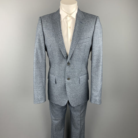 CALVIN KLEIN COLLECTION Size 38 Blue Heather Wool Notch Lapel Suit