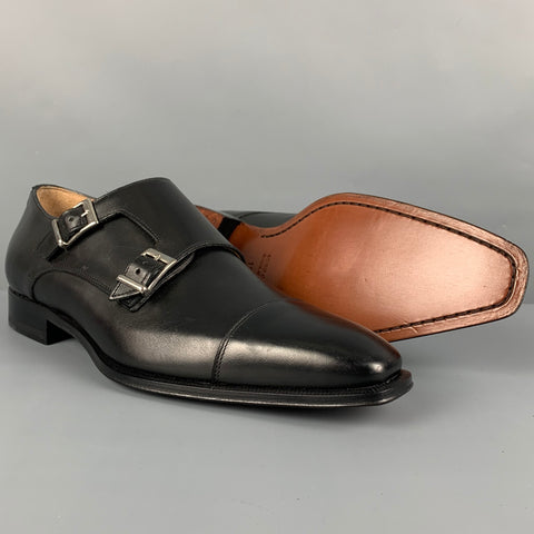 BARNEY'S NEW YORK Size 11.5 Black Leather Double Monk Strap Loafers