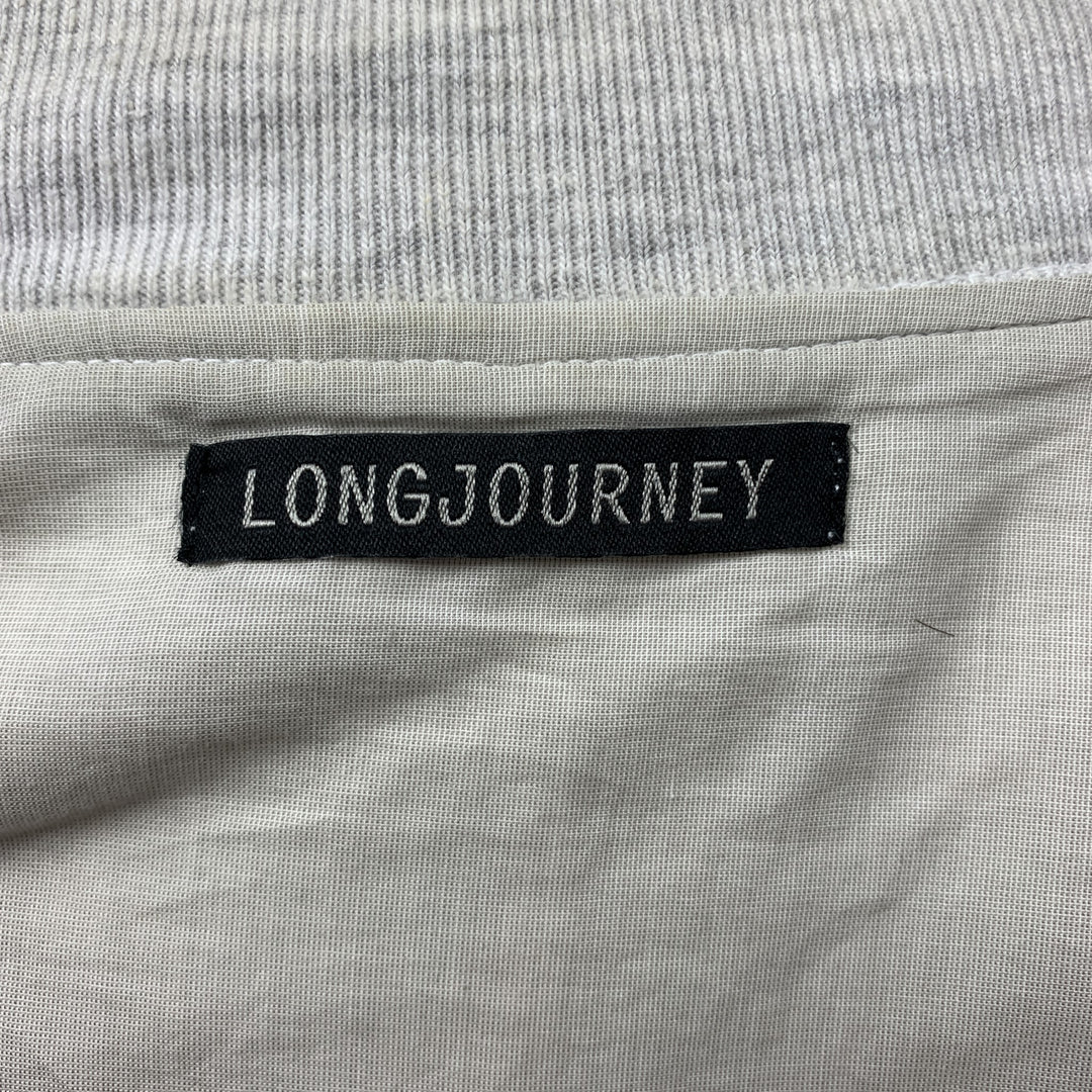 LONGJOURNEY Size L Off White Mixed Materials Cotton Blend Bomber Jacket