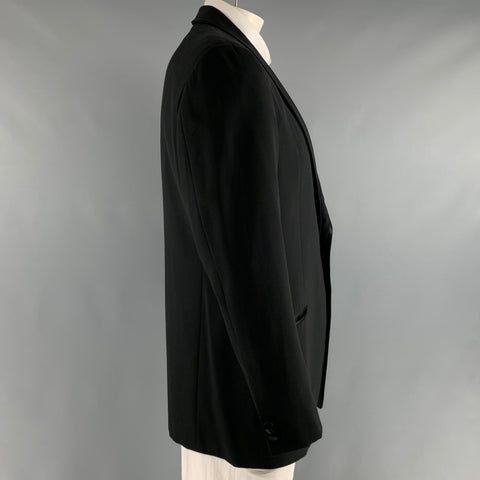 ARMANI COLLEZIONI Size 42 Black Solid Wool Shawl Collar Sport Coat
