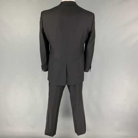 BURBERRY LONDON Size 44 Black Wool Mohair Notch Lapel Tuxedo Suit