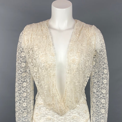 SAINT LAURENT Taille S Robe body en dentelle crème
