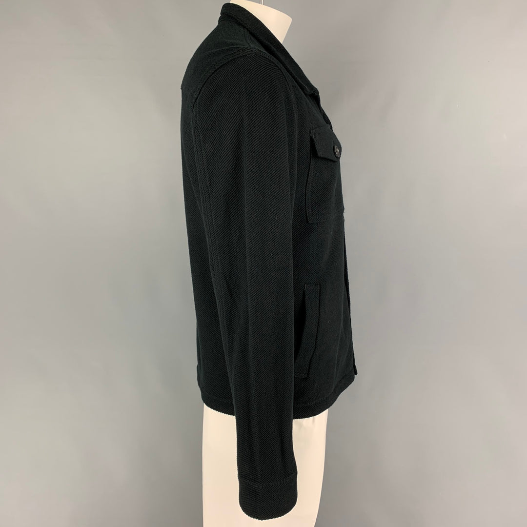 JAMES PERSE Size XL Black Textured Cotton Utility Jacket
